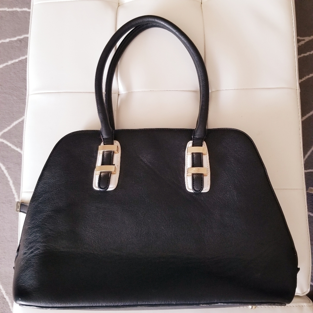Black & Cream White Domed Bag